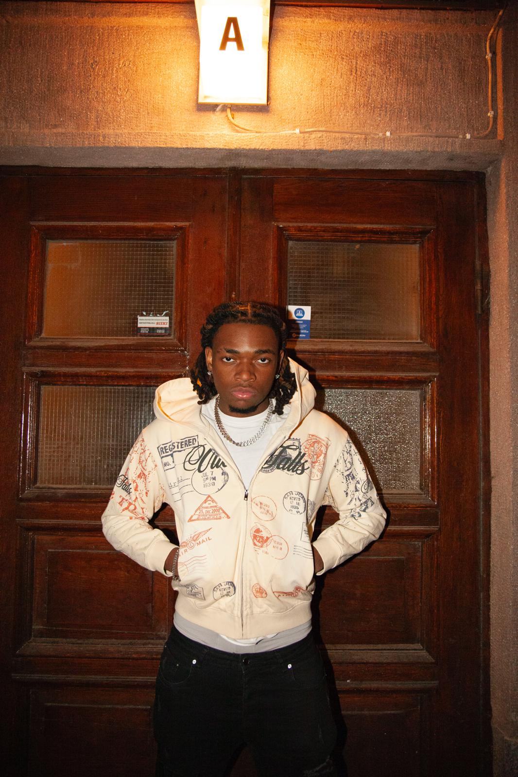Postmark Print Hoodie With Rhinestones - cream